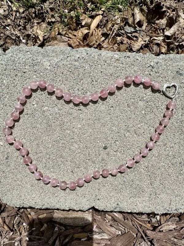Alternate image for Hand Knotted Rare Mauve Pink Madagascar Natural Rose Quartz