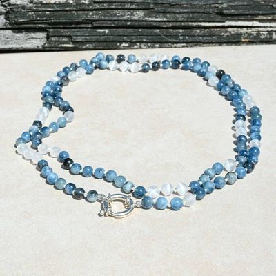 Primary image for Santa Maria Aquamarine and Selenite Hand Knotted Necklace