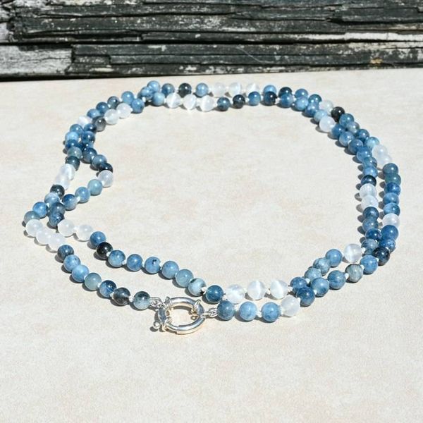 Alternate image for Santa Maria Aquamarine and Selenite Hand Knotted Necklace