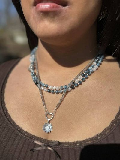 Alternate image for Santa Maria Aquamarine and Selenite Hand Knotted Necklace