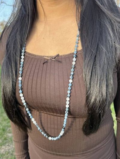 Alternate image for Santa Maria Aquamarine and Selenite Hand Knotted Necklace