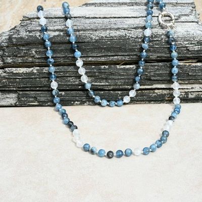 Alternate image for Santa Maria Aquamarine and Selenite Hand Knotted Necklace