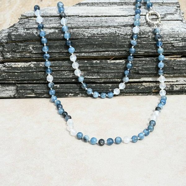 Alternate image for Santa Maria Aquamarine and Selenite Hand Knotted Necklace