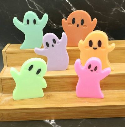Alternate image for Set of 6 Handmade Goofy Ghost Soaps. Goofy Ghost Soap Gifts, Favors, Treat or Treat Gifts for Halloween parties. Choose Soap Color, Scent, Packaging.