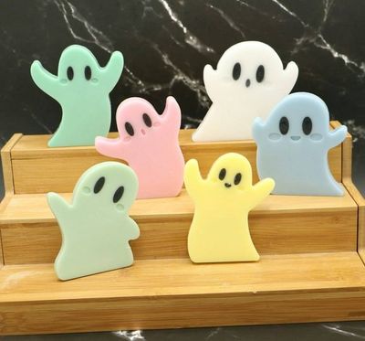 Alternate image for Set of 6 Handmade Goofy Ghost Soaps. Goofy Ghost Soap Gifts, Favors, Treat or Treat Gifts for Halloween parties. Choose Soap Color, Scent, Packaging.