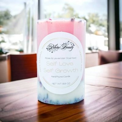 Alternate image for Self Love / Self Growth Candle | Handmade Rose & Lavender Crystal Candle