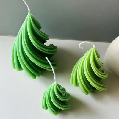 Alternate image for Handcrafted Spiral Twist Green Candle