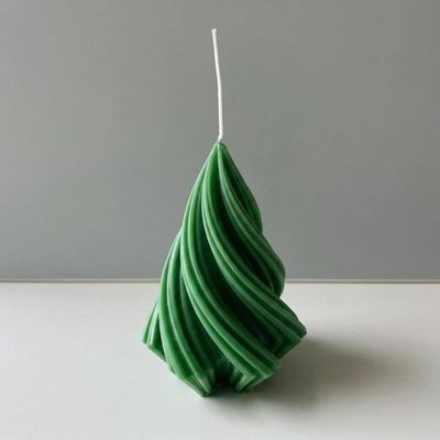 Alternate image for Handcrafted Spiral Twist Green Candle