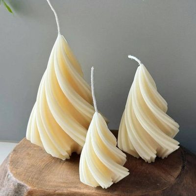 Primary image for Handcrafted Swirl Beeswax Pillar Candles - Set of 3 Decorative Natural Wax Candles