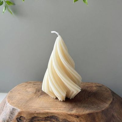 Alternate image for Handcrafted Swirl Beeswax Pillar Candles - Set of 3 Decorative Natural Wax Candles