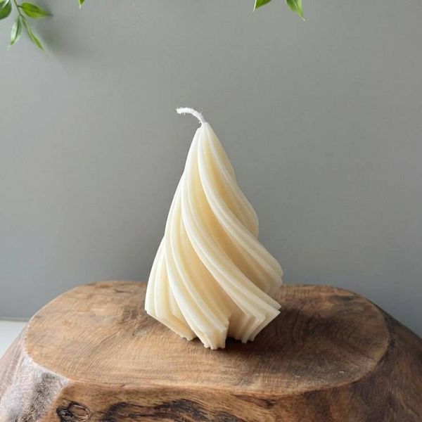 Alternate image for Handcrafted Swirl Beeswax Pillar Candles - Set of 3 Decorative Natural Wax Candles
