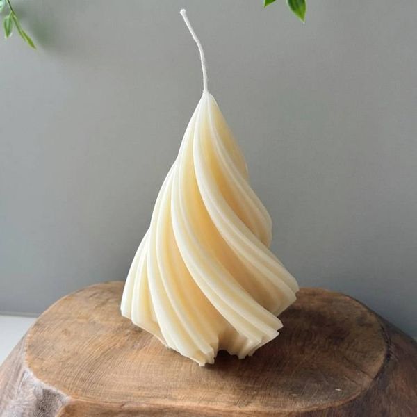 Alternate image for Handcrafted Swirl Beeswax Pillar Candles - Set of 3 Decorative Natural Wax Candles
