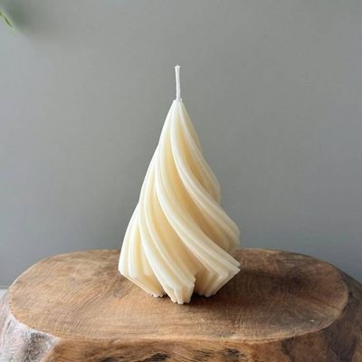 Alternate image for Handcrafted Swirl Beeswax Pillar Candles - Set of 3 Decorative Natural Wax Candles