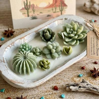 Alternate image for Arizona Dream Cactus Scenery Candle - Handmade Desert Succulent Wax Sculptures