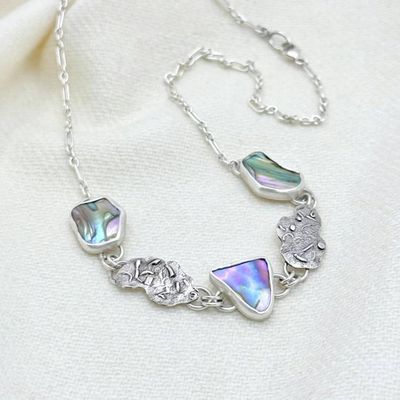 Primary image for Sterling Silver Abalone Shell Link Necklace