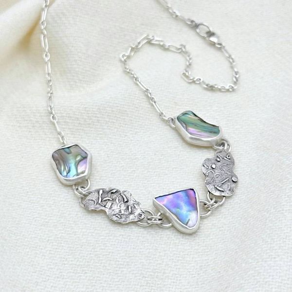 Alternate image for Sterling Silver Abalone Shell Link Necklace