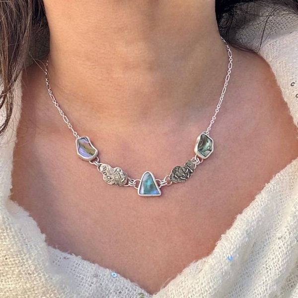 Alternate image for Sterling Silver Abalone Shell Link Necklace