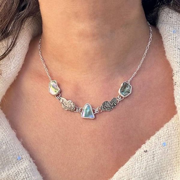 Alternate image for Sterling Silver Abalone Shell Link Necklace