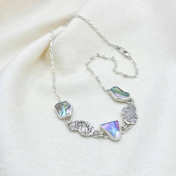 Alternate image for Sterling Silver Abalone Shell Link Necklace