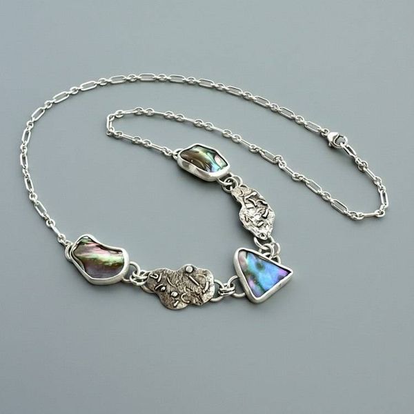 Alternate image for Sterling Silver Abalone Shell Link Necklace