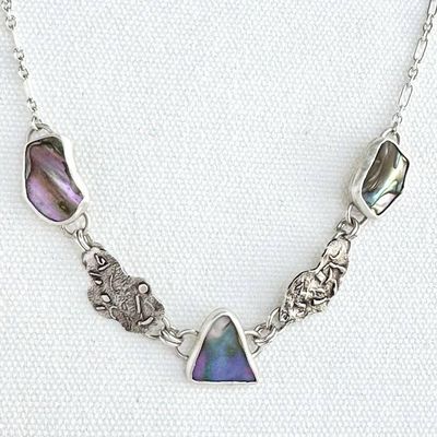 Alternate image for Sterling Silver Abalone Shell Link Necklace
