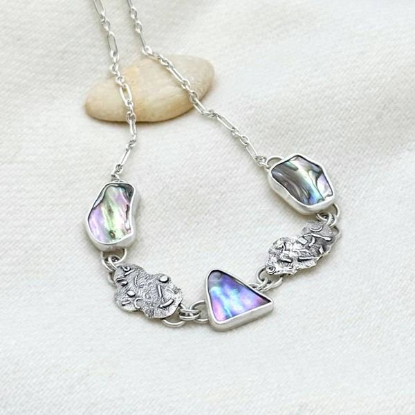 Alternate image for Sterling Silver Abalone Shell Link Necklace
