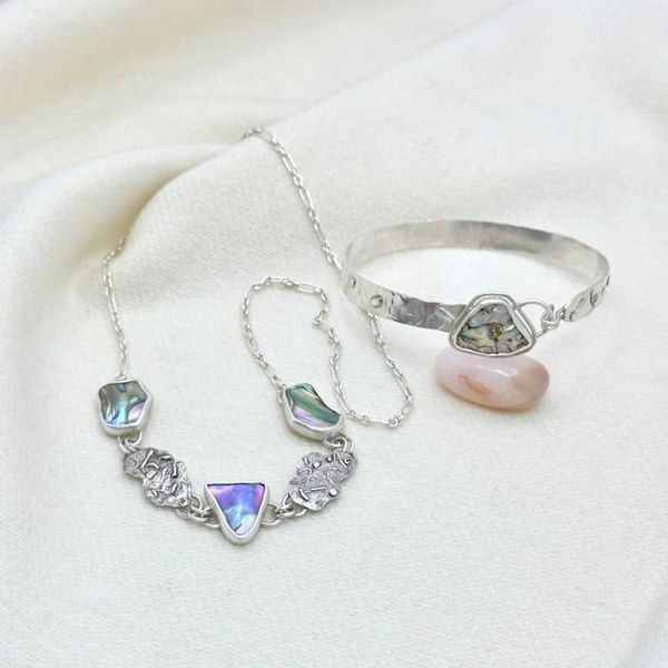 Alternate image for Sterling Silver Abalone Shell Link Necklace