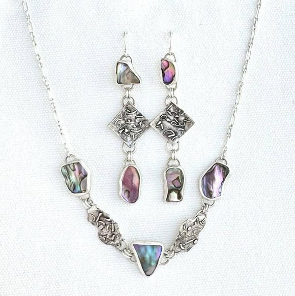 Alternate image for Sterling Silver Abalone Shell Link Necklace