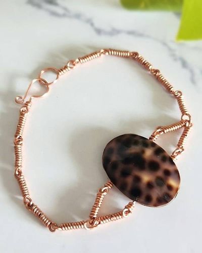 Alternate image for Leopard Shell and Wood Copper Bracelet