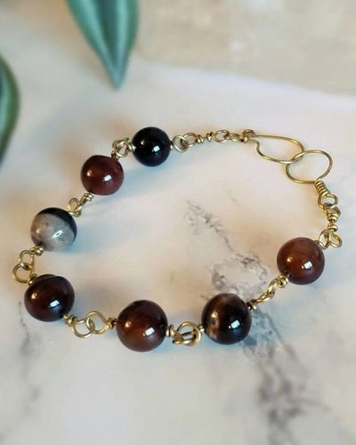 Alternate image for Red Agate Brass Bracelet