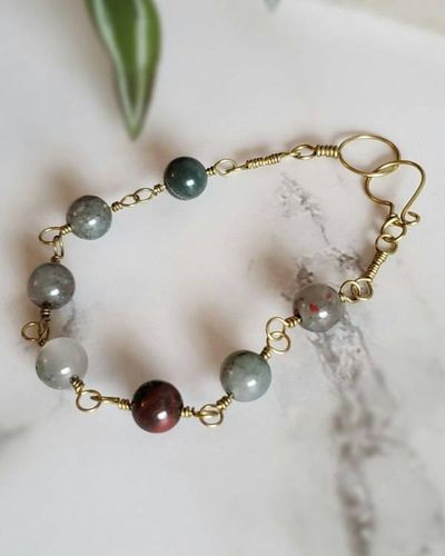 Alternate image for Bloodstone Brass Gemstone Bracelet