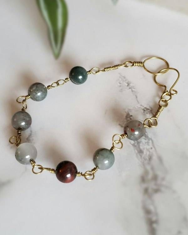 Alternate image for Bloodstone Brass Gemstone Bracelet