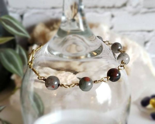 Alternate image for Bloodstone Brass Gemstone Bracelet