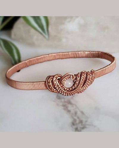 Alternate image for Quartz Copper Wire Wrapped Bangle Bracelet