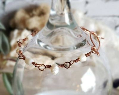 Alternate image for Coral and Pearl Copper Bracelet