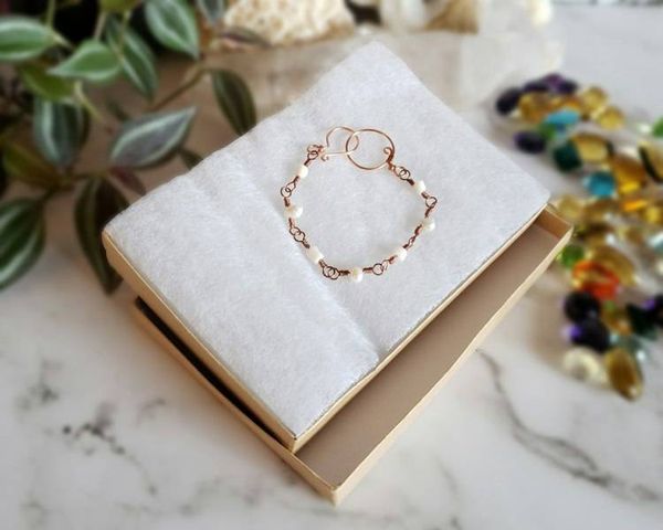 Alternate image for Coral and Pearl Copper Bracelet