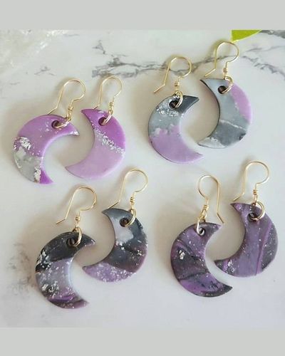 Alternate image for Polymer Clay Moon Earrings