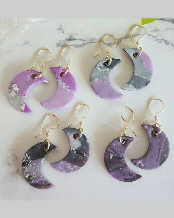 Alternate image for Polymer Clay Moon Earrings