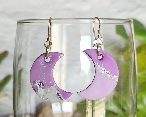 Alternate image for Polymer Clay Moon Earrings