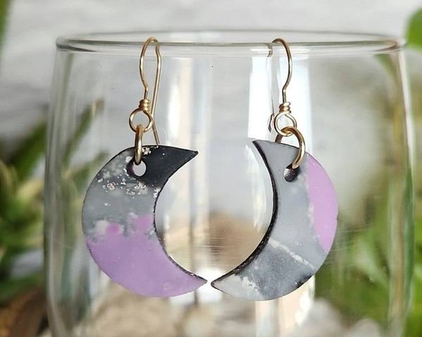 Alternate image for Polymer Clay Moon Earrings