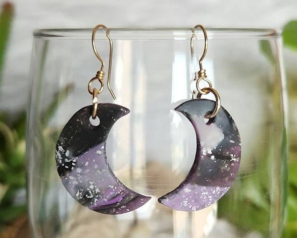 Alternate image for Polymer Clay Moon Earrings