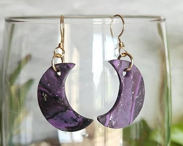 Alternate image for Polymer Clay Moon Earrings