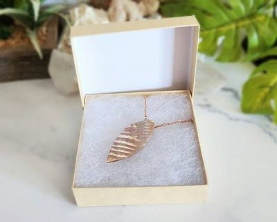 Alternate image for Mother of Pearl Leaf Necklace in Sterling Silver or Copper