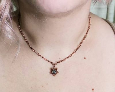 Alternate image for Labradorite Star Copper Wire Wrapped Necklace