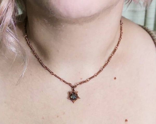 Alternate image for Labradorite Star Copper Wire Wrapped Necklace