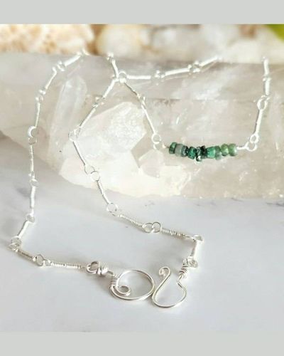 Alternate image for Sterling Silver Emerald Gemstone Necklace