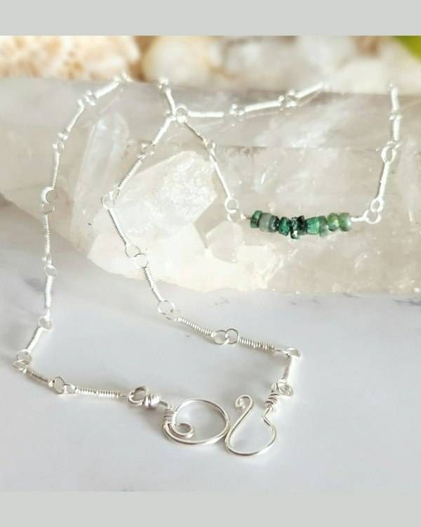 Alternate image for Sterling Silver Emerald Gemstone Necklace