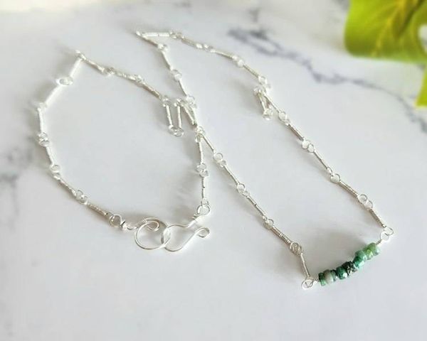 Alternate image for Sterling Silver Emerald Gemstone Necklace