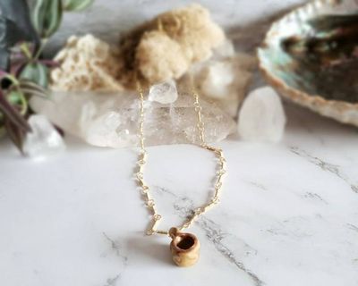 Alternate image for Polymer Clay Teacup & Gold Colored Sterling Silver Necklace