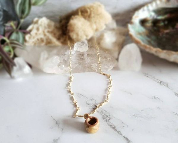 Alternate image for Polymer Clay Teacup & Gold Colored Sterling Silver Necklace